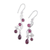 Garnet chandelier earrings, 'Windy Dance' - Garnet and Silver Swirling Chandelier Earrings from India