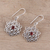 Garnet dangle earrings, 'Glistening Loops' - Garnet and Silver Looping Dangle Earrings from India