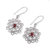 Garnet dangle earrings, 'Glistening Loops' - Garnet and Silver Looping Dangle Earrings from India