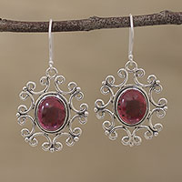 Garnet dangle earrings, 'Oval Majesty'