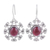 Garnet dangle earrings, 'Oval Majesty' - Handcrafted Oval Garnet Dangle Earrings from India