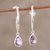 Amethyst dangle earrings, 'Crescent Drops' - Amethyst Half-Hoop Dangle Earrings from India (image 2b) thumbail