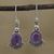 Amethyst dangle earrings, 'Gleaming Fans' - Fan-Shaped Purple Amethyst Dangle Earrings from India (image 2) thumbail