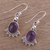 Amethyst dangle earrings, 'Gleaming Fans' - Fan-Shaped Purple Amethyst Dangle Earrings from India (image 2c) thumbail