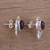 Amethyst button earrings, 'Leafy Drops' - Amethyst Leaf-Shaped Button Earrings from India (image 2c) thumbail