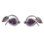 Amethyst button earrings, 'Leafy Drops' - Amethyst Leaf-Shaped Button Earrings from India (image 2e) thumbail