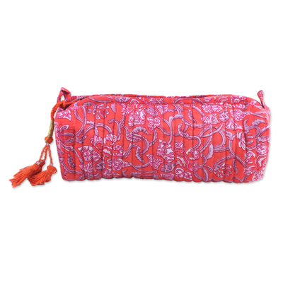 Floral Cotton Cosmetic Brush Case from India