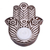 Wood tealight holder, 'Floral Hamsa' - Handcrafted Floral Wood Hamsa Tealight Holder from India (image 2c) thumbail