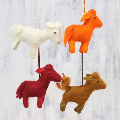 Wool felt ornaments, Playful Ponies