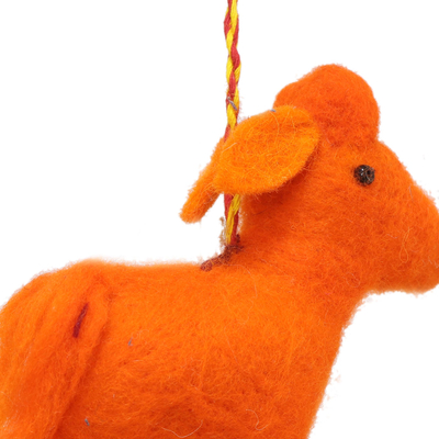 Wool felt ornaments, 'Playful Ponies' - Assorted colour Felt Pony Ornaments (Set of 4)