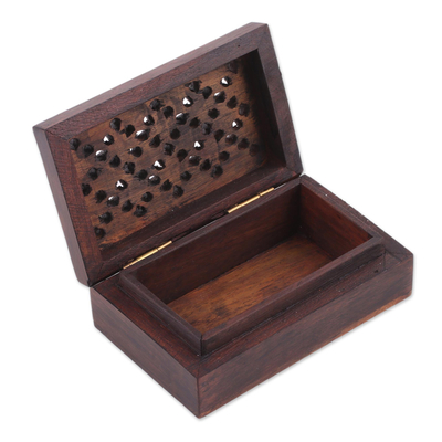Wood decorative box, 'Floral Subtlety' - Handcrafted Floral Wood Decorative Box from India