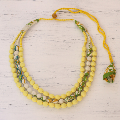 Halskette aus recycelten Baumwollperlen - Indische handgefertigte Halskette aus recycelten Baumwollperlen