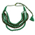 Mehrsträngige, mit Baumwolle umwickelte Perlenkette - Grüne mehrsträngige Halskette mit umwickelten Perlen aus recycelter Baumwolle