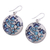 Ceramic dangle earrings, 'Blossom Dance' - Hand-Painted Floral Sterling Silver Earrings from India