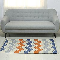 Wool area rug, 'Geometric Zigzag' (3x5) - Zigzag Motif Handwoven Wool Area Rug (3x5) from India