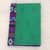 Leather journal, 'Emerald Delight' - Fabric Accented Leather Journal in Emerald from India