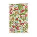 Wool chain stitch area rug, 'The Jungle World III' - Chain-Stitched Animal-Themed Wool Area Rug from India