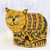 Wool tea cozy, 'Delightful Cat in Yellow' - Cat-Shaped Embroidered Wool Tea Cozy in Yellow from India thumbail