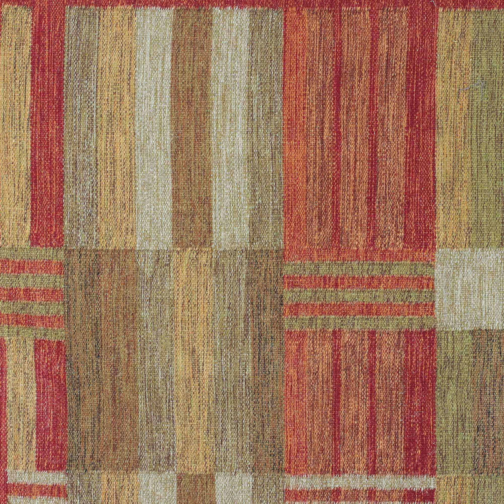Warm Multicolored Dhurrie Area Rug Woven from Wool (4x6) Fertile