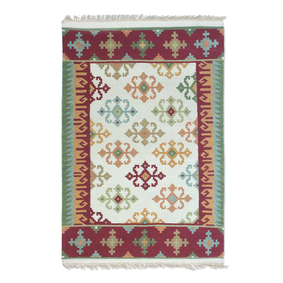 Handwoven Geometric Wool Area Rug (4x6) from India