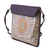 Leather tablet bag, 'Garden Allure' - Hand-Painted Floral Leather Tablet Bag from India