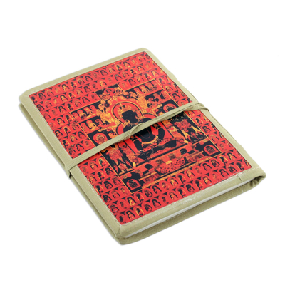 Cotton-bound journal, 'Peaceful Existence' - Buddha Themed Handmade Paper and Cotton Journal