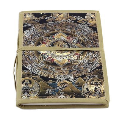 Cotton-bound journal, 'Peaceful Journey' - Buddha Motif Cotton and Handmade paper Journal
