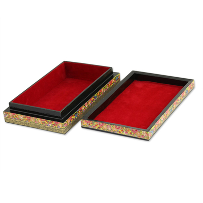 Dekorativer Holzkasten, „Tal der Blumen“. - Handbemalte dekorative Kail-Holzkiste aus Indien