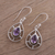 Amethyst dangle earrings, 'Droplet Spokes' - Faceted Amethyst Droplet Dangle Earrings from India
