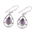 Amethyst dangle earrings, 'Droplet Spokes' - Faceted Amethyst Droplet Dangle Earrings from India