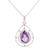 Amethyst pendant necklace, 'Droplet Spokes' - Faceted Amethyst Droplet Pendant Necklace from India