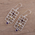 Multi-gemstone dangle earrings, 'Intriguing Frames' - Rectangular Multi-Gemstone Dangle Earrings from India