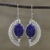 Pendientes colgantes de lapislázuli y perlas cultivadas, 'Sun Ray Crescents' - Pendientes colgantes de lapislázuli y perlas cultivadas de la India