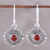 Carnelian dangle earrings, 'Bubbly Red Moons' - Carnelian and Silver Bubbly Dangle Earrings from India