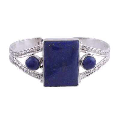 Lapis Lazuli and Sterling Silver Cuff Bracelet from India
