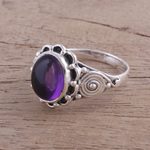 Amethyst cocktail ring, 'Purple Rapture' - Amethyst and Sterling Silver Cocktail Ring from India