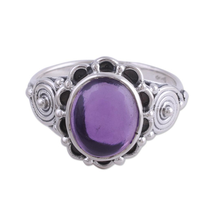 Amethyst and Sterling Silver Cocktail Ring from India