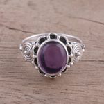 Amethyst cocktail ring, 'Purple Rapture' - Amethyst and Sterling Silver Cocktail Ring from India
