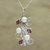 Rhodium plated garnet and cultured pearl pendant necklace, 'Royal Vine' - Rhodium Plated Cultured Pearl and Garnet Necklace from India thumbail