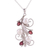Rhodium plated garnet and cultured pearl pendant necklace, 'Royal Vine' - Rhodium Plated Cultured Pearl and Garnet Necklace from India thumbail