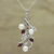 Rhodium plated garnet and cultured pearl pendant necklace, 'Blissful Nature' - Cultured Pearl and Faceted Garnet Necklace from India