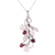 Rhodium plated garnet and cultured pearl pendant necklace, 'Blissful Nature' - Cultured Pearl and Faceted Garnet Necklace from India thumbail