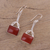 Onyx dangle earrings, 'Mystical Gaze in Scarlet' - Onyx Rectangular Dangle Earrings from India (image 2c) thumbail