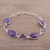 Sterling silver link bracelet, 'Gleaming Lilac' - Amethyst and Purple Turquoise Bracelet from India (image 2b) thumbail