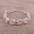 Rose quartz link bracelet, 'Pink Allure' - Rose Quartz and Sterling Silver Link Bracelet from India (image 2) thumbail