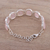 Rose quartz link bracelet, 'Pink Allure' - Rose Quartz and Sterling Silver Link Bracelet from India (image 2c) thumbail