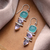 Amethyst and chalcedony dangle earrings, 'Glittering Muse' - Amethyst and Chalcedony Dangle Earrings from India (image 2) thumbail