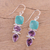 Amethyst and chalcedony dangle earrings, 'Glittering Muse' - Amethyst and Chalcedony Dangle Earrings from India (image 2c) thumbail
