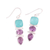 Amethyst and chalcedony dangle earrings, 'Glittering Muse' - Amethyst and Chalcedony Dangle Earrings from India (image 2e) thumbail