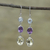 Multi-gemstone dangle earrings, 'Glittering Trio' - Multi-Gemstone and Silver Dangle Earrings from India (image 2) thumbail